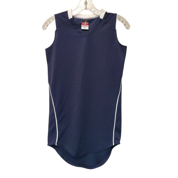 Alleson Athletic Girls Tennis Dress Uniform Size L (10/12) Blue White Jersey - Picture 4 of 9